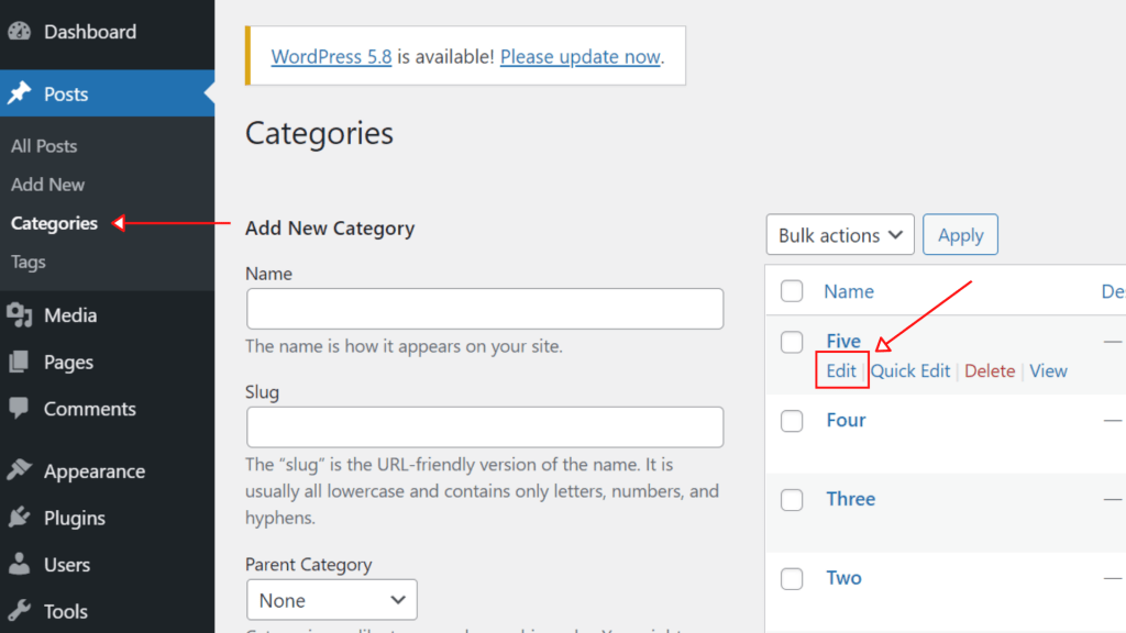 How to Edit Categories in WordPress